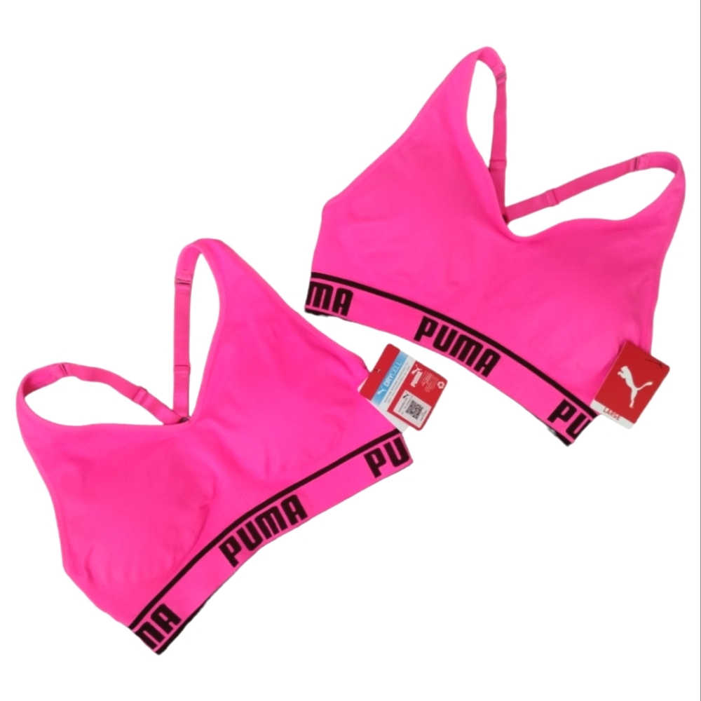 Puma Drycell Racerback Bras Neon Pink 2 Set
